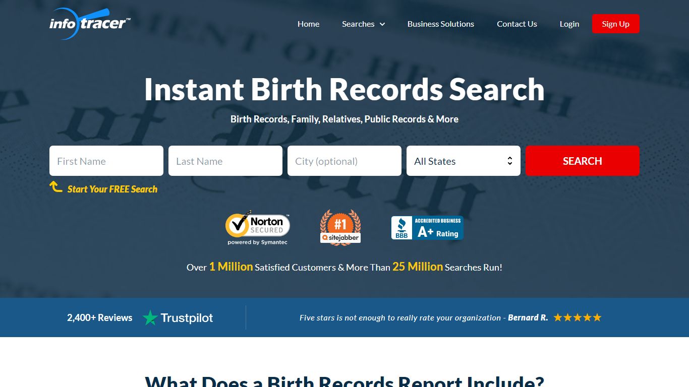 Birth Records Search | Date of Birth Lookup | InfoTracer