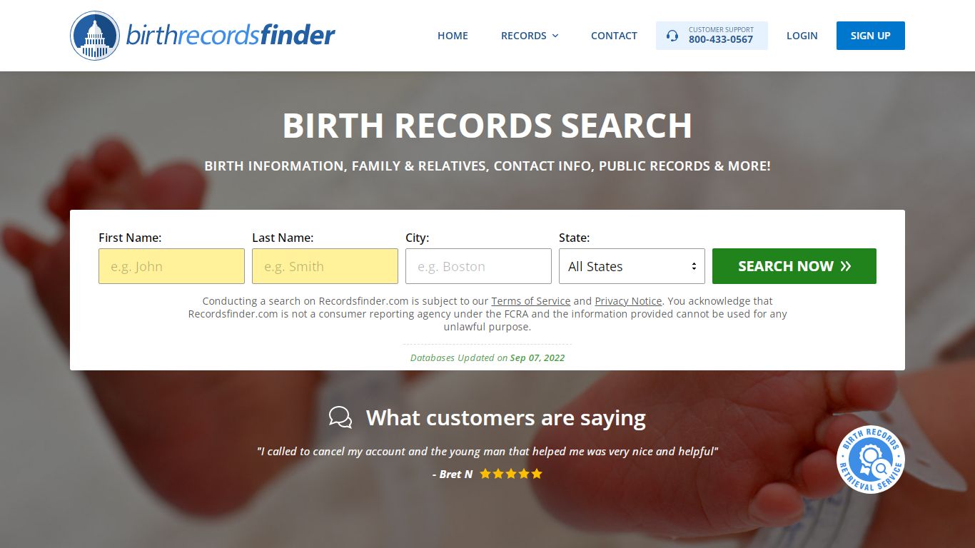 Birth Records Search - Recordsfinder.com
